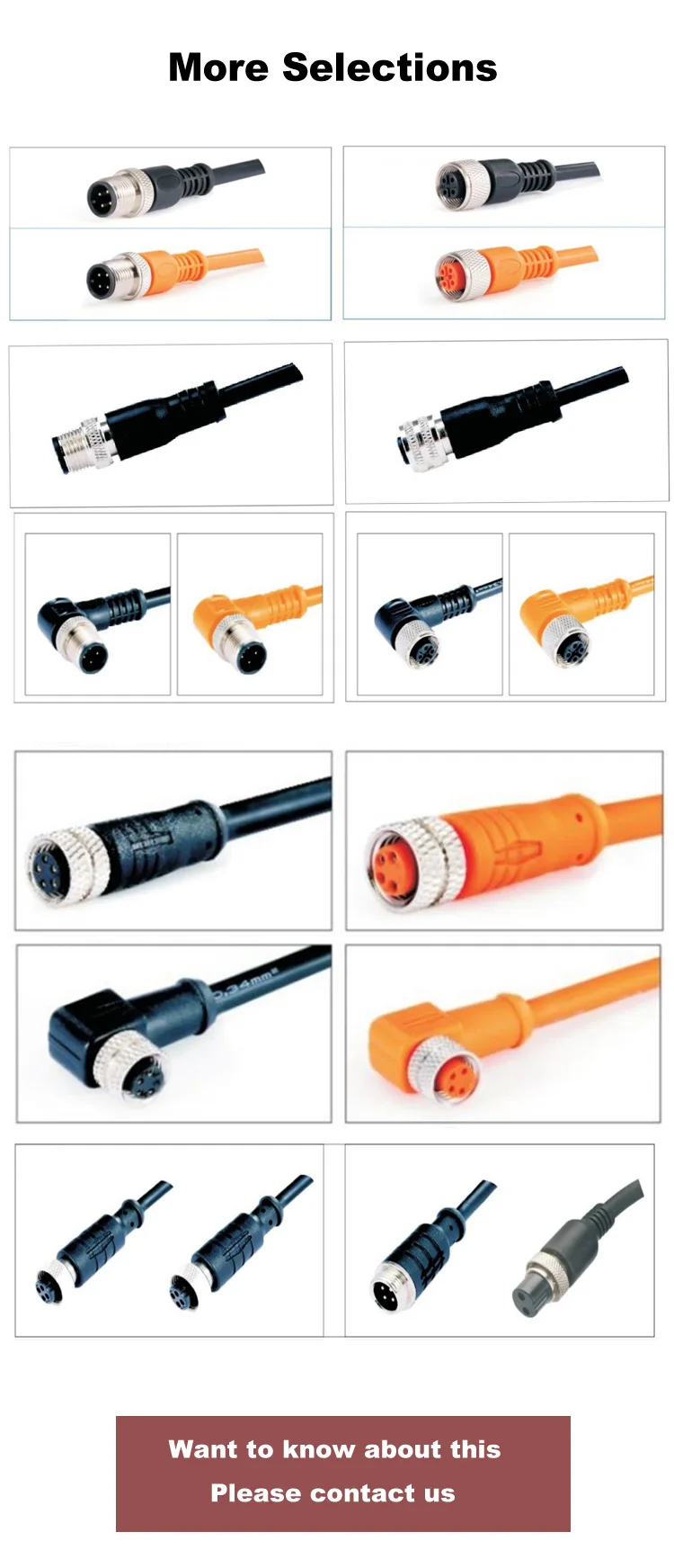 M12 Panel Mount Female Connector 3/4/5/6/8 Pin Direct Connector Front ...