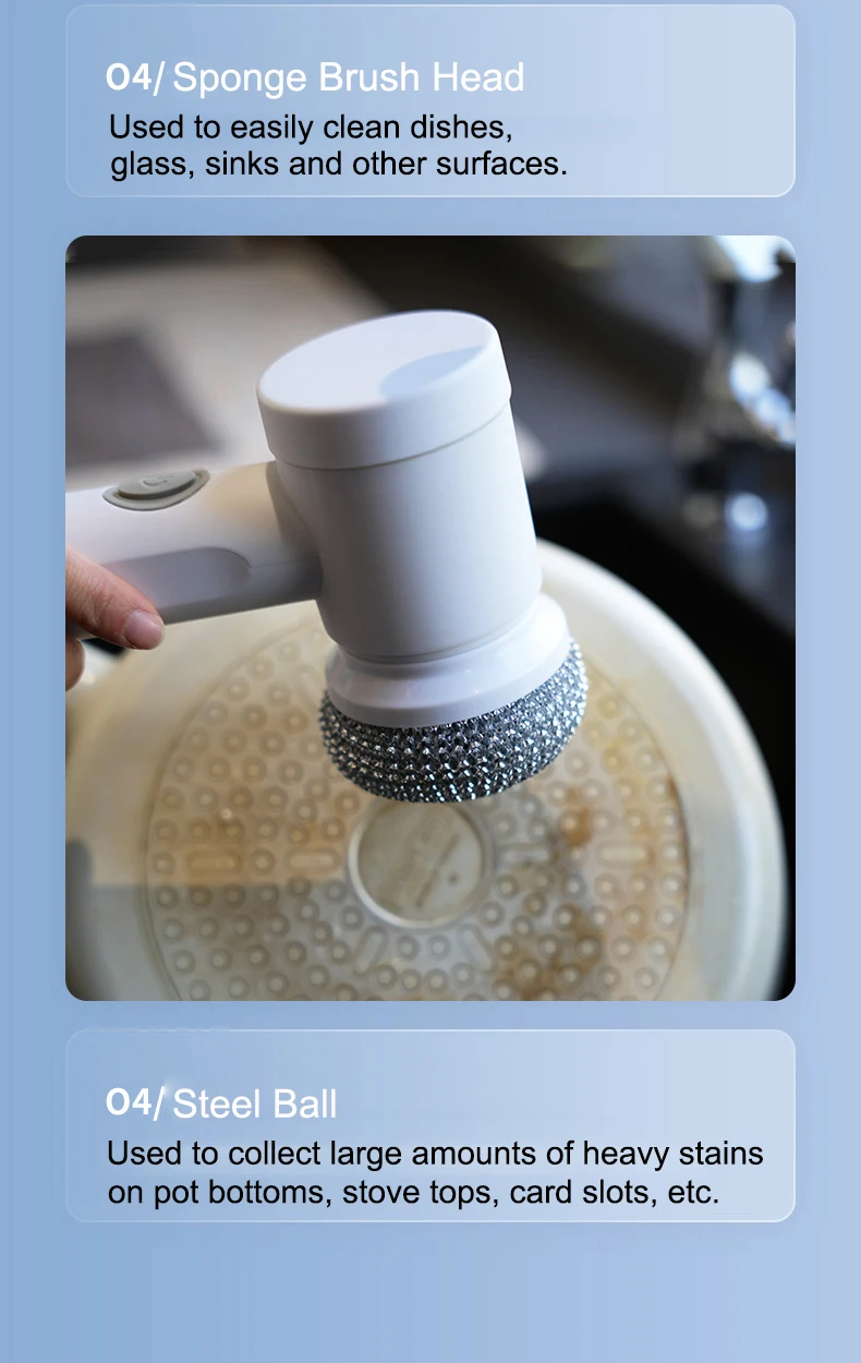 Electric Cleaning Brush Bathroom Scrub Kitchen Cleaning Tool Usb 5 In 1
