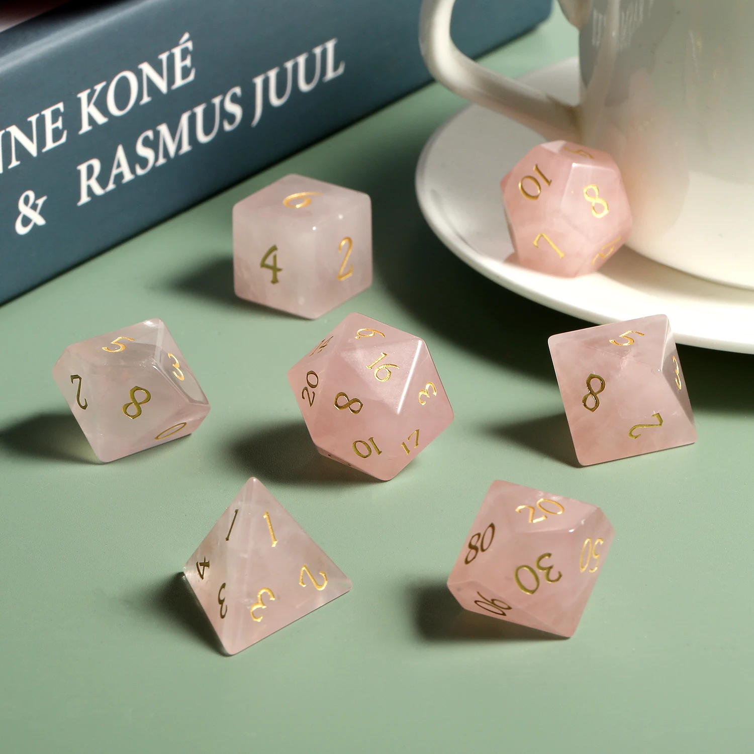 Wholesale Natural Gemstone Dice Custom Dnd Dice Stone Polyhedral Dice