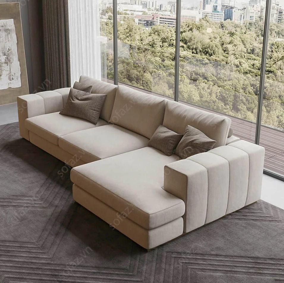 Lshaped Corner Sofa Luxurious Upholstered In Korean Fabric,Modern