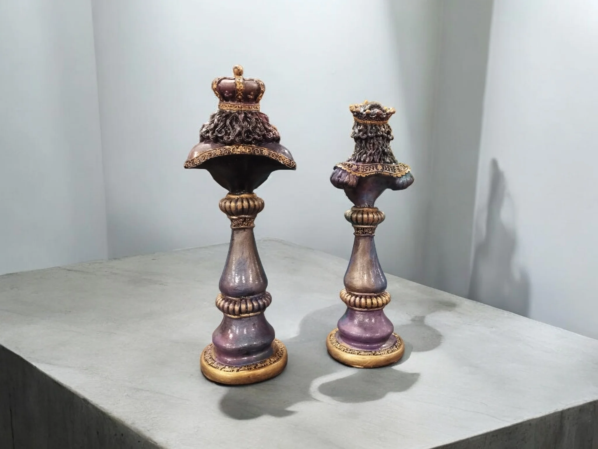 Large Resin Chess Statue Shah Vizier Classic Male Female Sculpture Modern Home Decor Accessory Sea Souvenir Gift Store Hot Sale