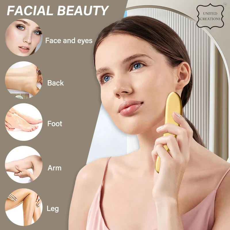 Copper Scraping Board Golden Metal Guasha Massager Drainage Body Skin Firm Shaping Brass Kansa Facial Care Gua Sha Tool