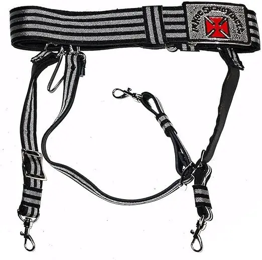Knights Templar Freemason Sword Belt-Durable Hand Embroidery Customizable Black & Silver Low MOQ 20 Pcs