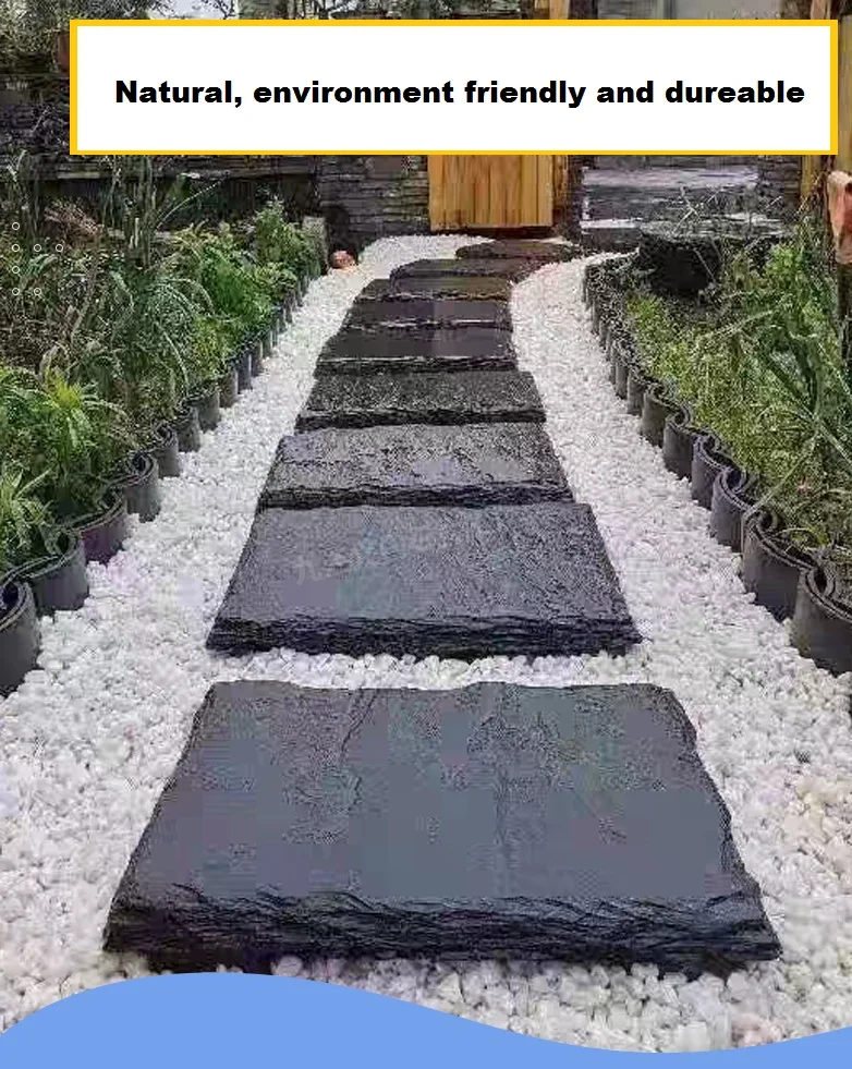 Outdoor Large Irregular Shape Stepping Stone Natural Dark Grey Slate Decorative Garden Stone