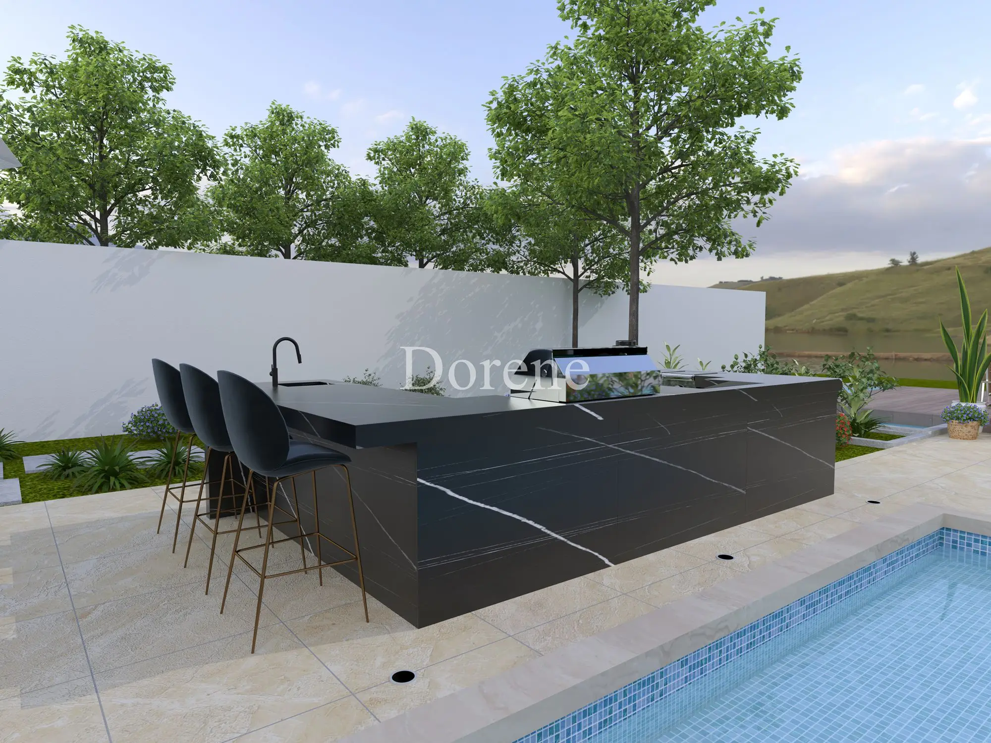 2024 Hot Sale Dorene High End Complete Outdoor Play Kitchen with Bbq Equipment