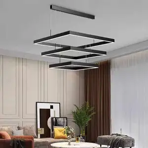 Modern Minimalist Square Three-Stripped Pendant Light Nordic Office & Bar Table Lamp for Dining Room Restaurant New Strip Design