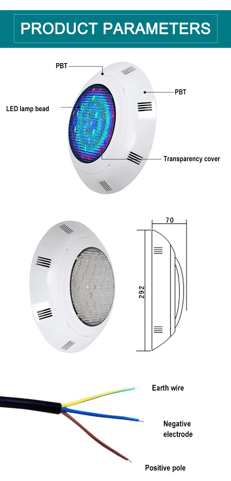 Abs Ac12v Ip68 Rgb Led Submersible Underwater Pond Swimming Pool Light ...