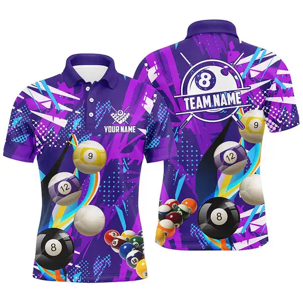 High Quality Custom Design Quick Dry 100% Polyester Men Pool Team Jerseys Professional Billiard Polo Shirts With Pocket