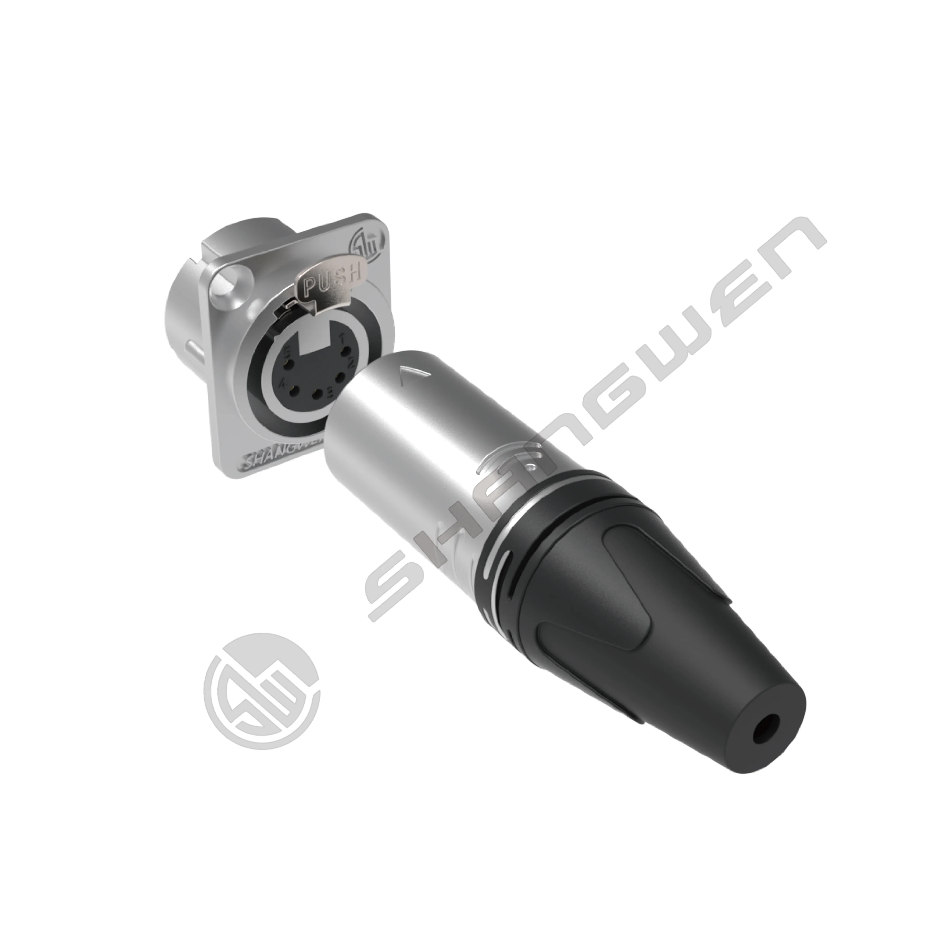 Mini 5-Pin XLR Male Audio Connector IP40 Indoor Shell with Gold Contacts Black Microphone Audio Cable Connector Plug