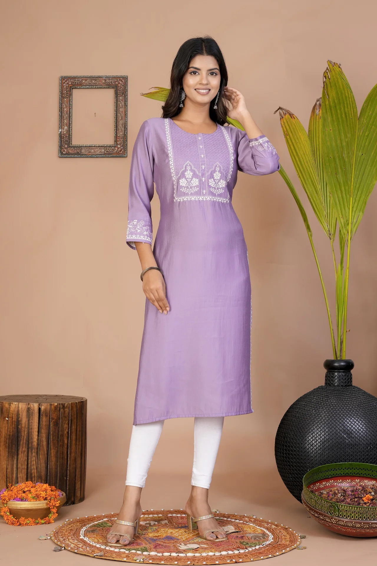 New traditional Rayon Work Sequence Touch Kurtis for Women Online Sale Cotton Dresses with rajasthani decoration for Summer