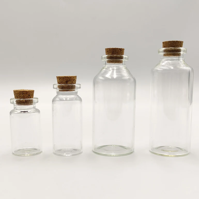 Mini Custom Empty Transparent Glass Amber Bottle Wishing Glass Bottles Drifting Vials With Cork