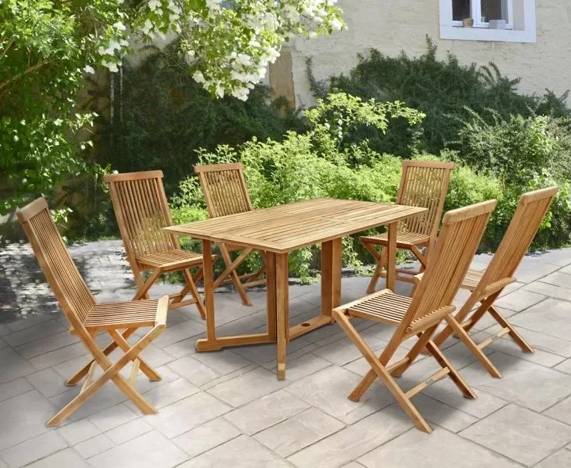 Big Sale Spacesaving Outdoor Wooden Dining Chair Table Sets Garden Wholesale Cheap Price