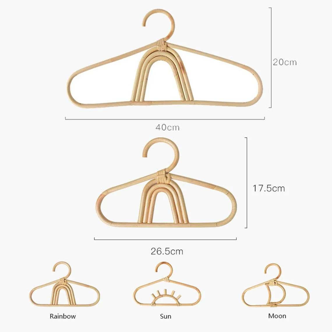 Hot Items Rattan Hangers For Kids Clothes Wardrobe Decor Kid Shop Decor