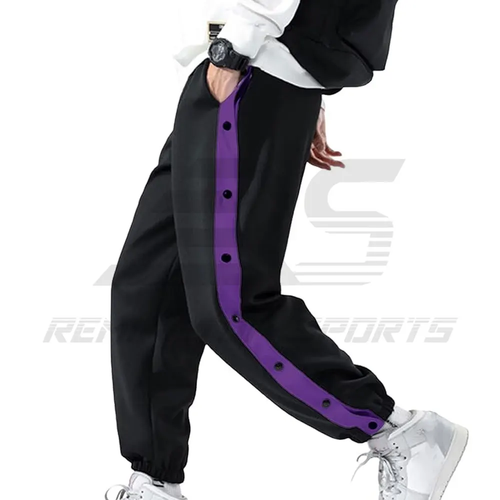 Herren Knopfhosen seitlich gerippte lockere Sport Basketball