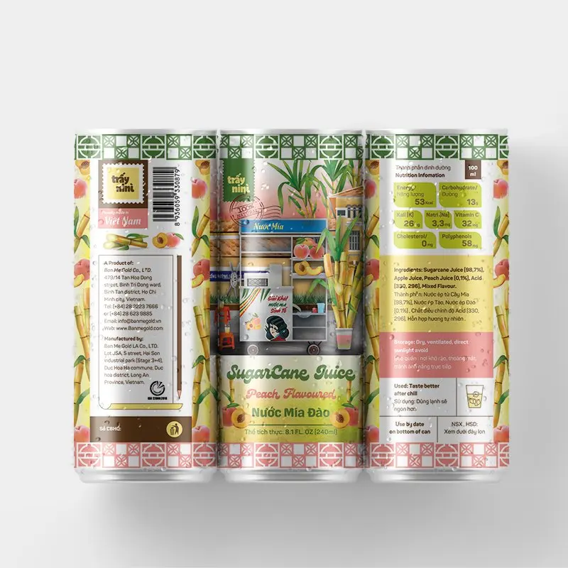 Новый продукт-сок сахарного тростника персиковый натуральный вкус и хорошее состояние здоровья 240 мл в банке или 10 кг асептическом