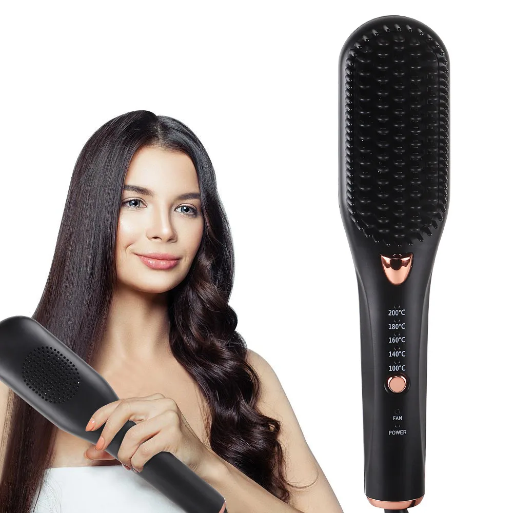 Hot Air Brush Cordless Hair Straightener Brush Hot Comb Hair Flat Iron