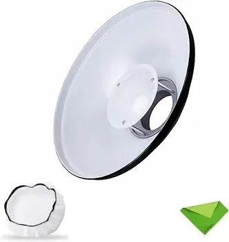 Godox 16.5inch/42cm White Beauty Dish Bowens Mount Reflector W/White Diffuser, Light Modifier for Bowens Mount Studio Strobe
