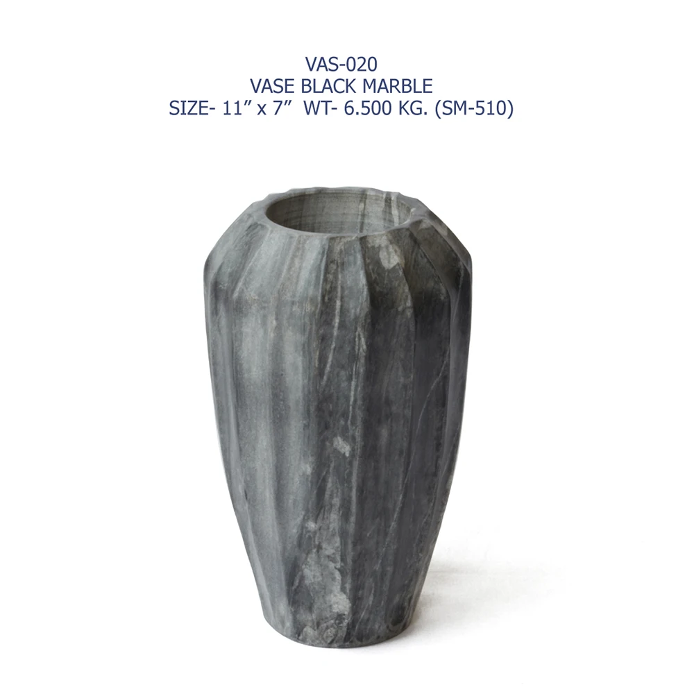 Attractive Looking Classic Handmade Black Marble Flower Vase For Home And Garden Decoration Premium Quality Vase At Best Price