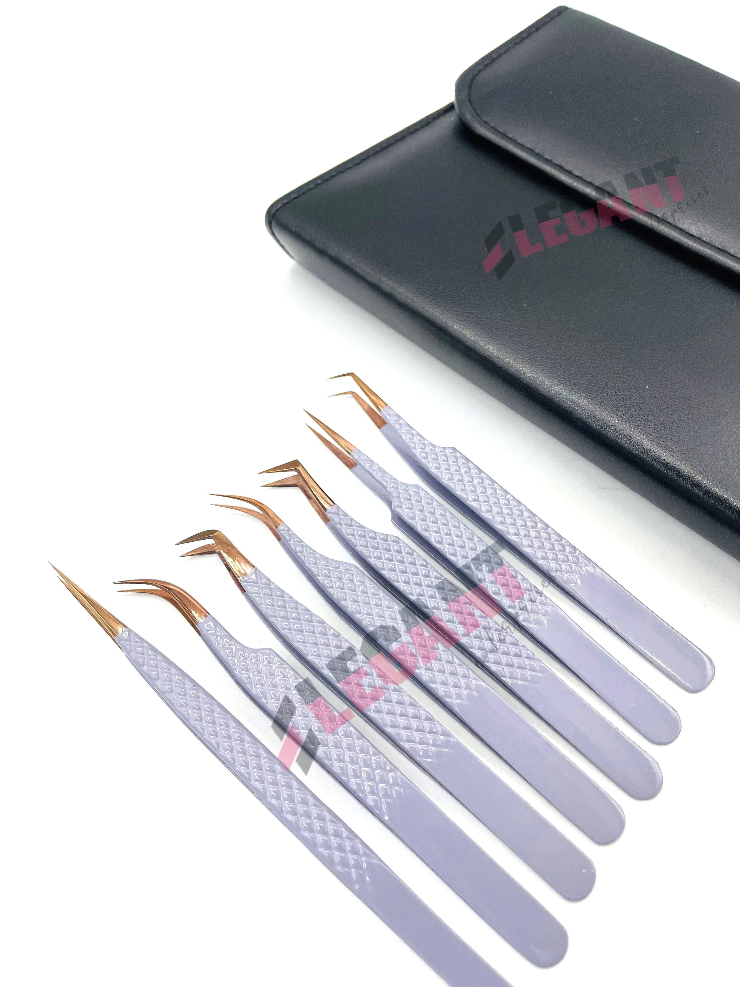 Sliver Tips Diamond Grip Baby Pink Eyelash Extension Tweezers