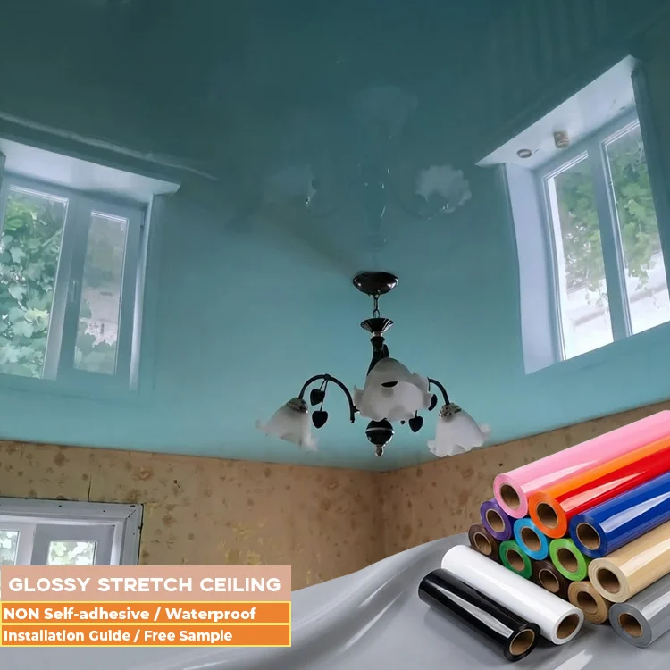 ceiling decoration film msd glossy black pvc stretch ceiling film-18