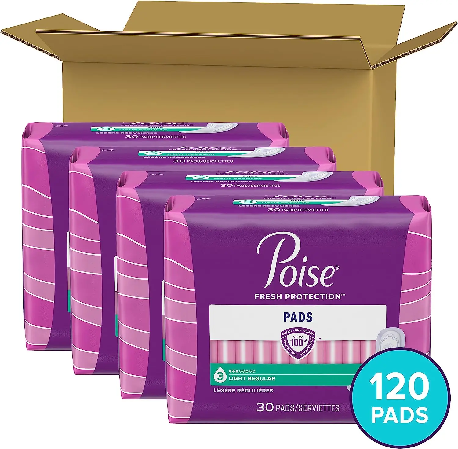 Poise Incontinence Pads & Postpartum Incontinence Pads,4 Drop Moderate ...