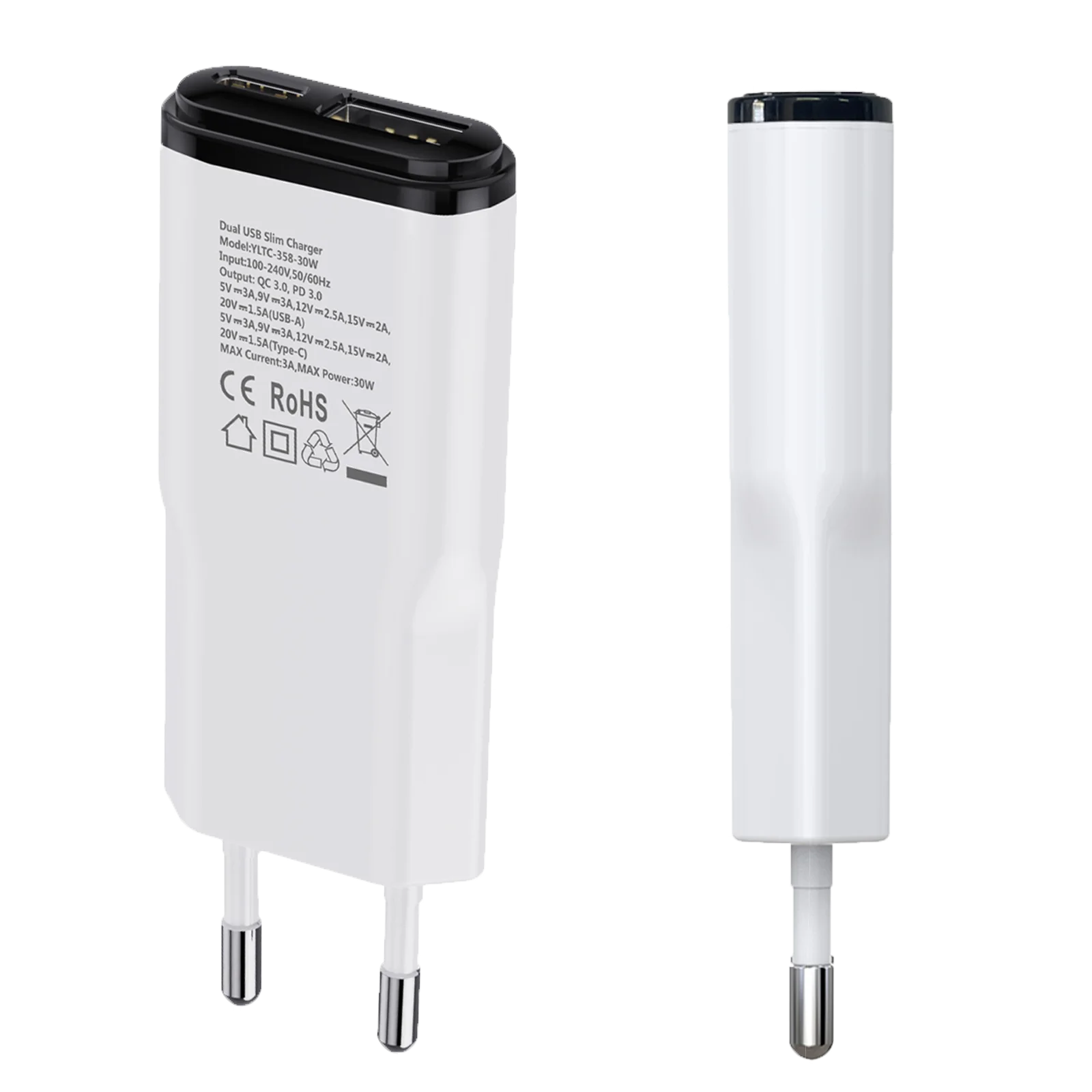 Cienka ładowarka ścienna z portami usb-c i usb-a do telefonu_voghion.com