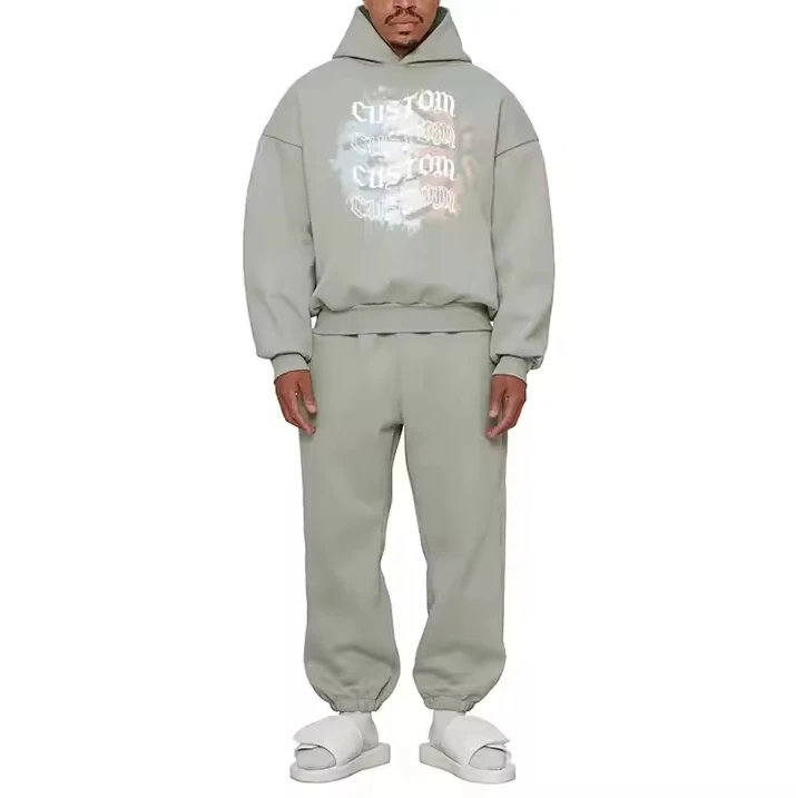 Custom Tech Fleece Tracksuit Two Piece Plain Sweatshirt Unisex Cotton Tracksuit Sweatpants and Hoodie Sets details