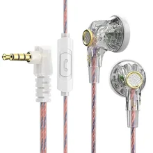 QKZ MDR Dynamic Driver HiFi Headphones with Mic in Ear Earphone Flat Head Plug Earbuds Bass Headset for Gym Sports Running Music