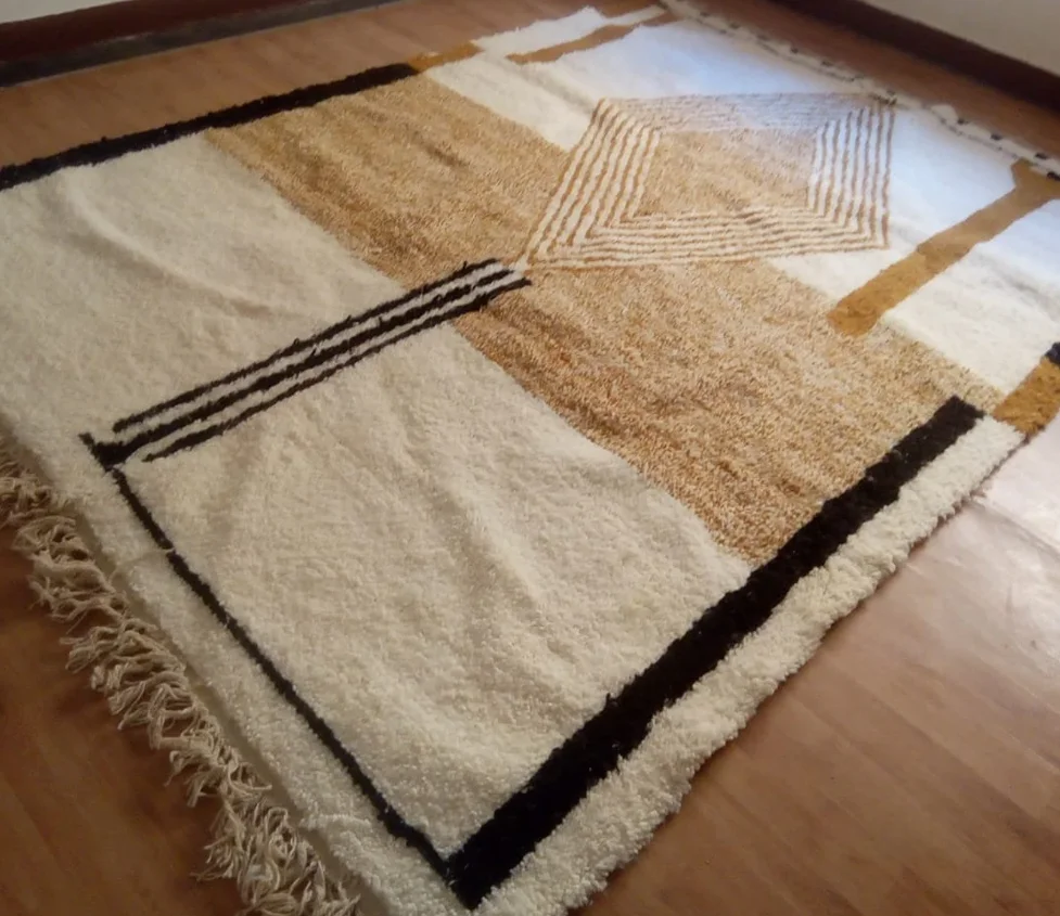 Wool Berber Moroccan Beni Ourain Rug Custom Made Living Room Rug