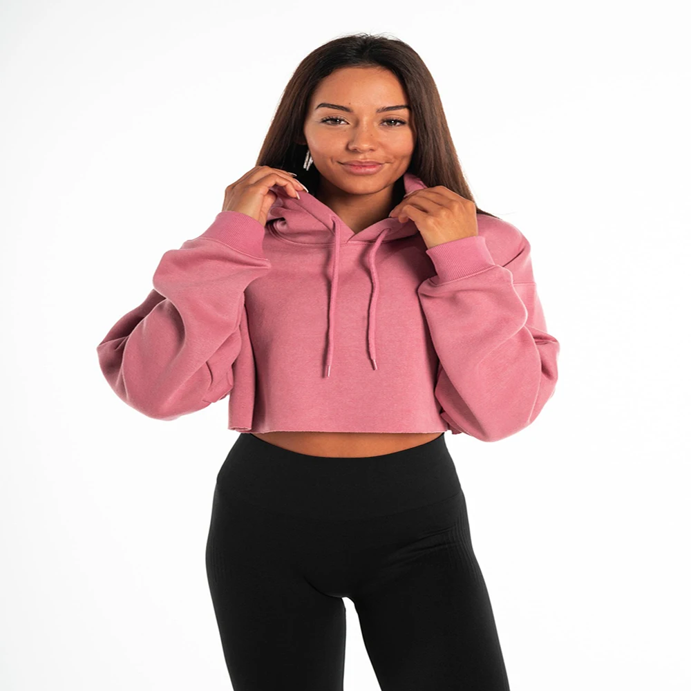 Cropped Hoodies Women Solid Sweat Shirt Long Sleeve Female Crop Top ...