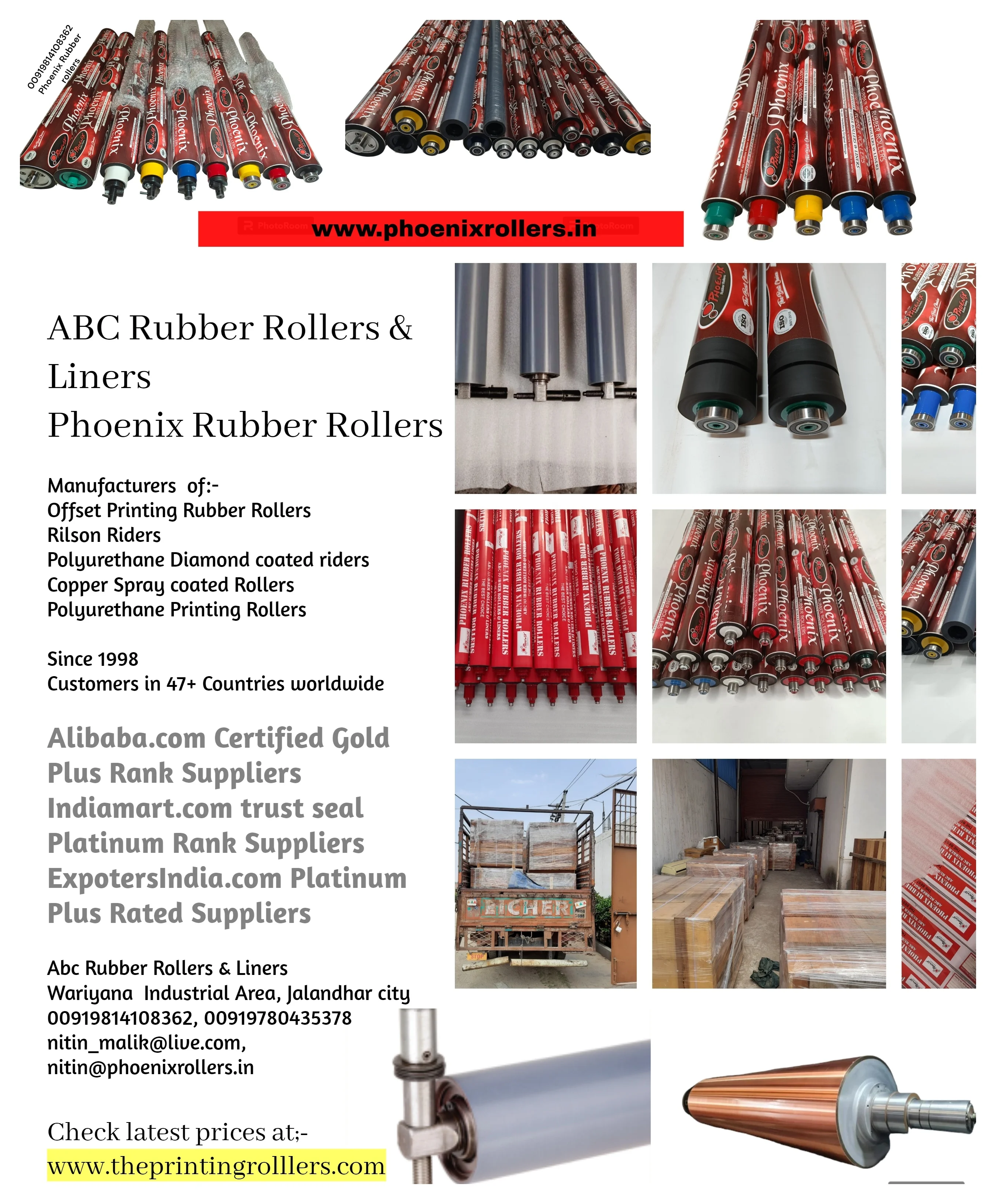 Rollers for Offset Printing Press Rubber Rilson Silicone EPDM  NBR Nitrile Polyurethane Chrome Copper All Kind Rollers