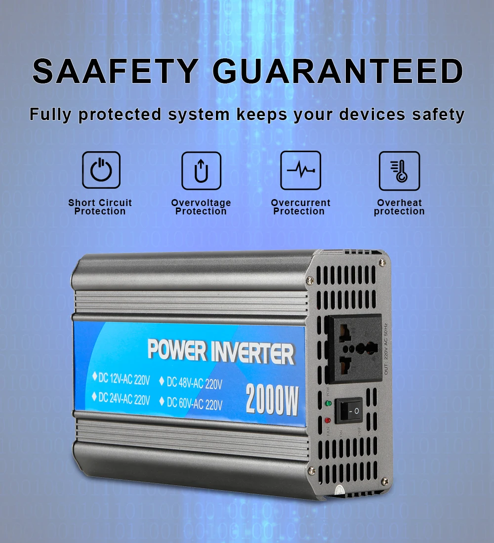 500w 1000w 2000w Portable DC to AC Converters - Reliable Power