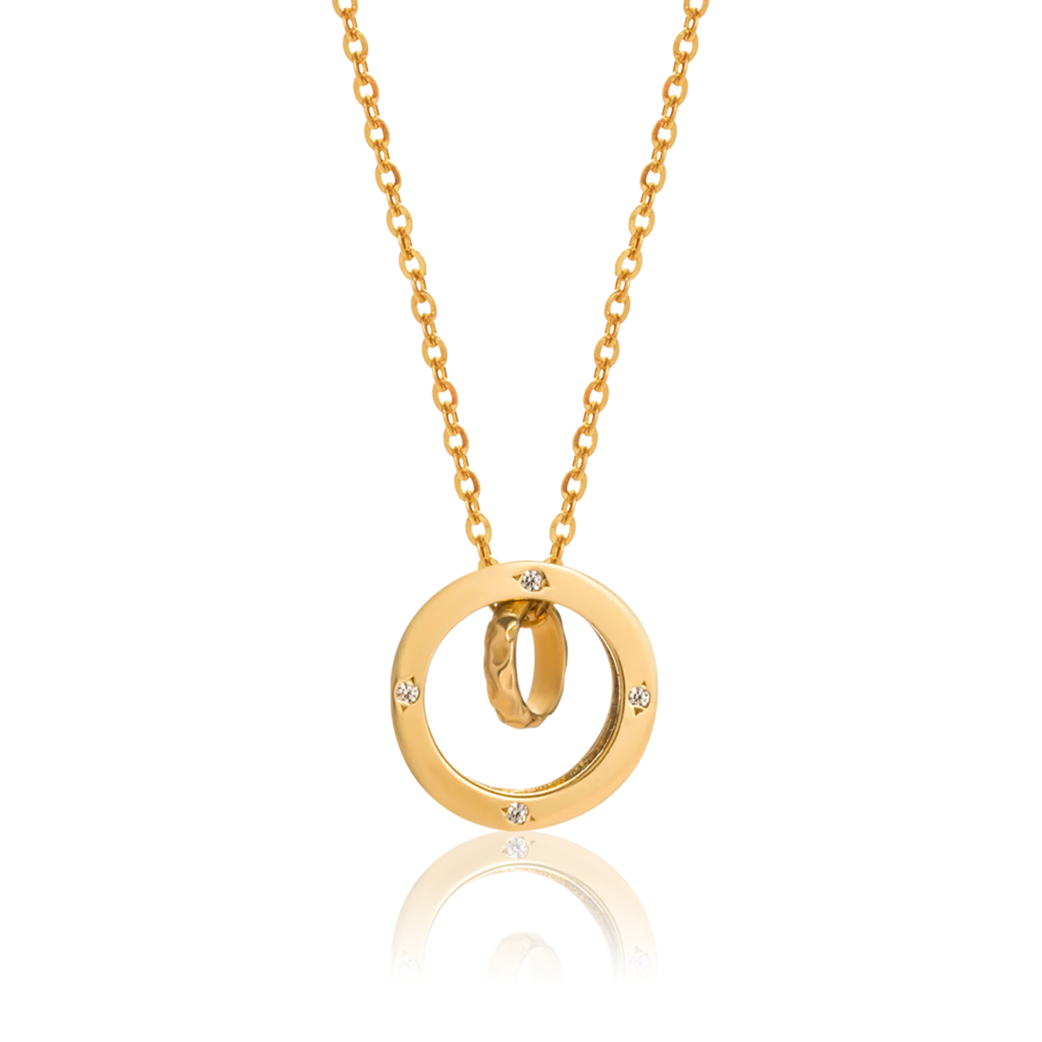 9k 10k 14k 18k Gold Custom Necklace Jewelry For Women Cartie Double Ring Pendant Wholesale Price