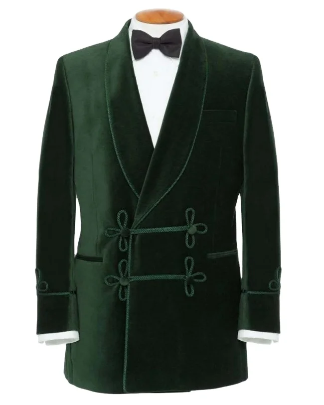 Caversham Smoking Jacket Green Velvet Material Custom Made Smoking ...