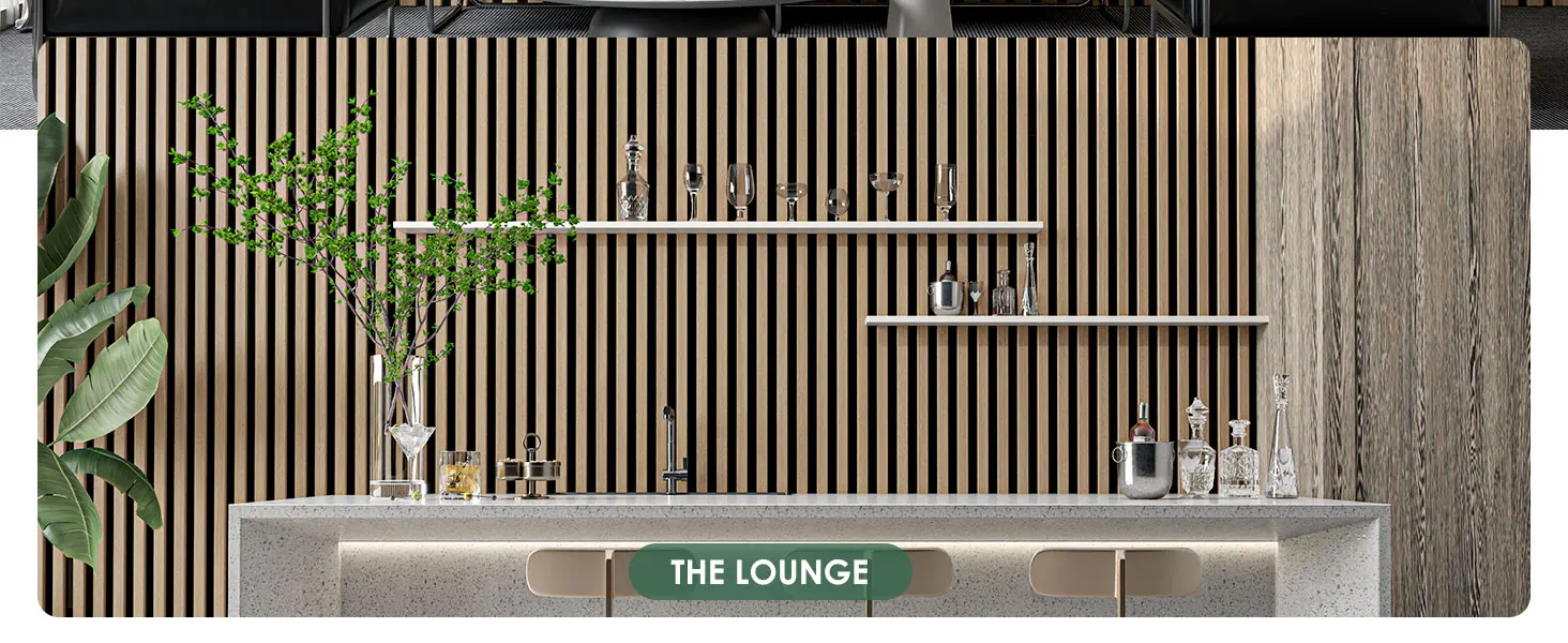 Modern Design Light Brown Wood Slat Acoustic Wall Panels for Living Room Hotel Apartment Hospital School factory