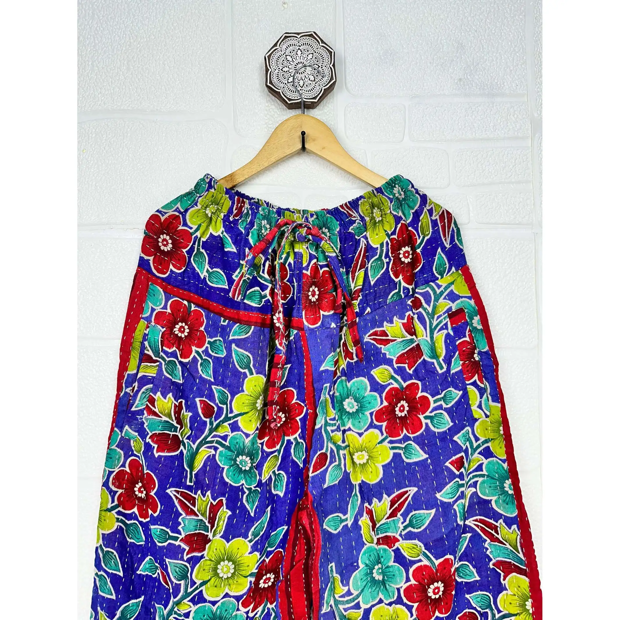 Unisex Boho Vintage 100% Cotton Pajama Soft Breathable Lightweight Comfy Sleepwear Woven Nightwear for Men and Women