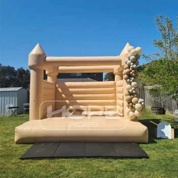 Factory adult kids wedding party events rental commercial PVC tan pastel color wedding bounce house bouncy jumping castle