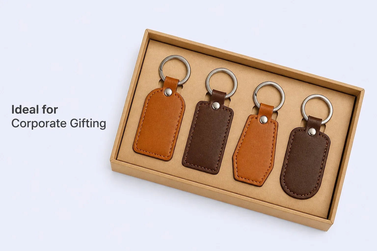 Traveler attaching PU leather keychain to luggage at airport