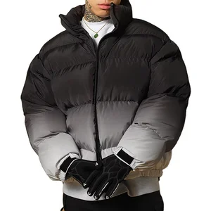 Men's Winter Outdoor Jackets Gradient Warm Vintage Stylish Zip Padded Down Puffer Jacket Streetwear Custom