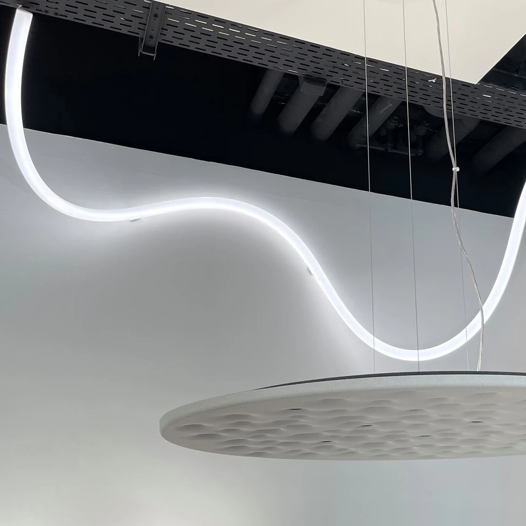 Гибкие красочные IP67 заводская цена круглые светодиодные неоновые гибкие светильники 360 градусов нейлоновые тканые сетчатые подвесные люстры