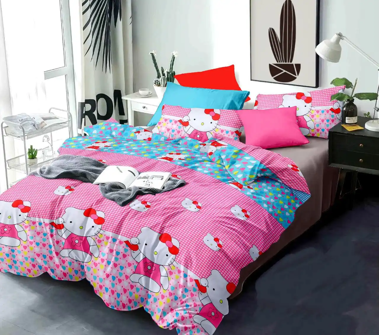 King Queen Size Bedspread Floral Designs Polycotton Fabric 3pcs Bedsheet Set Thread Count 200