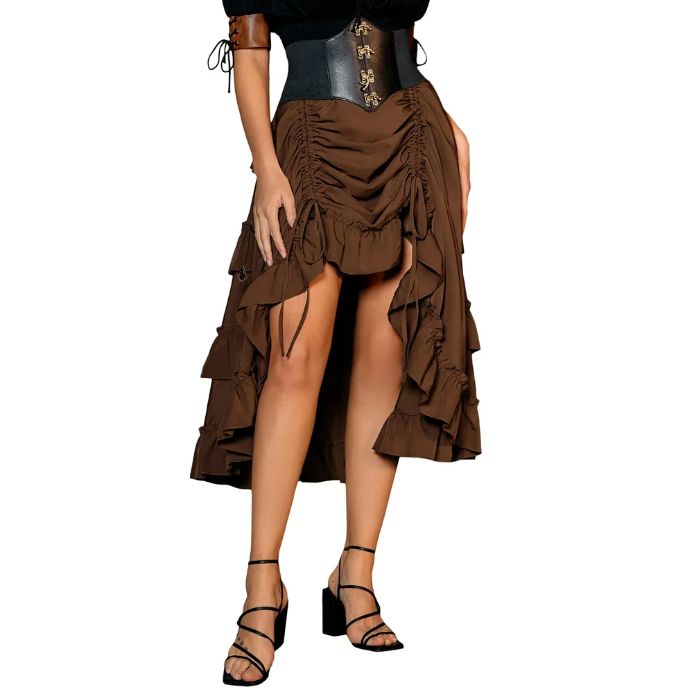 Scarlet Darkness OEM Adjustable Elastic Waist Gothic Maxi Skirt