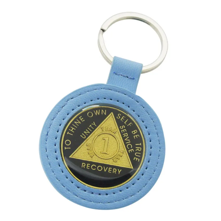 Wholesale PU Leather AA Medallion Recovery Chip Holder Keychain