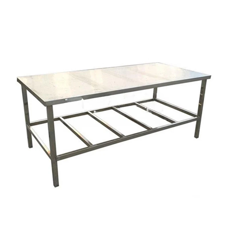 Durable stainless steel worktops for meat processing plants and industrial production lines