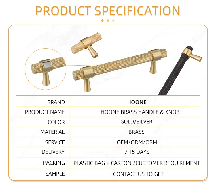 Hoone Solid Brass Knurling Copper Handles Drawer Pulls Gold Kitchen