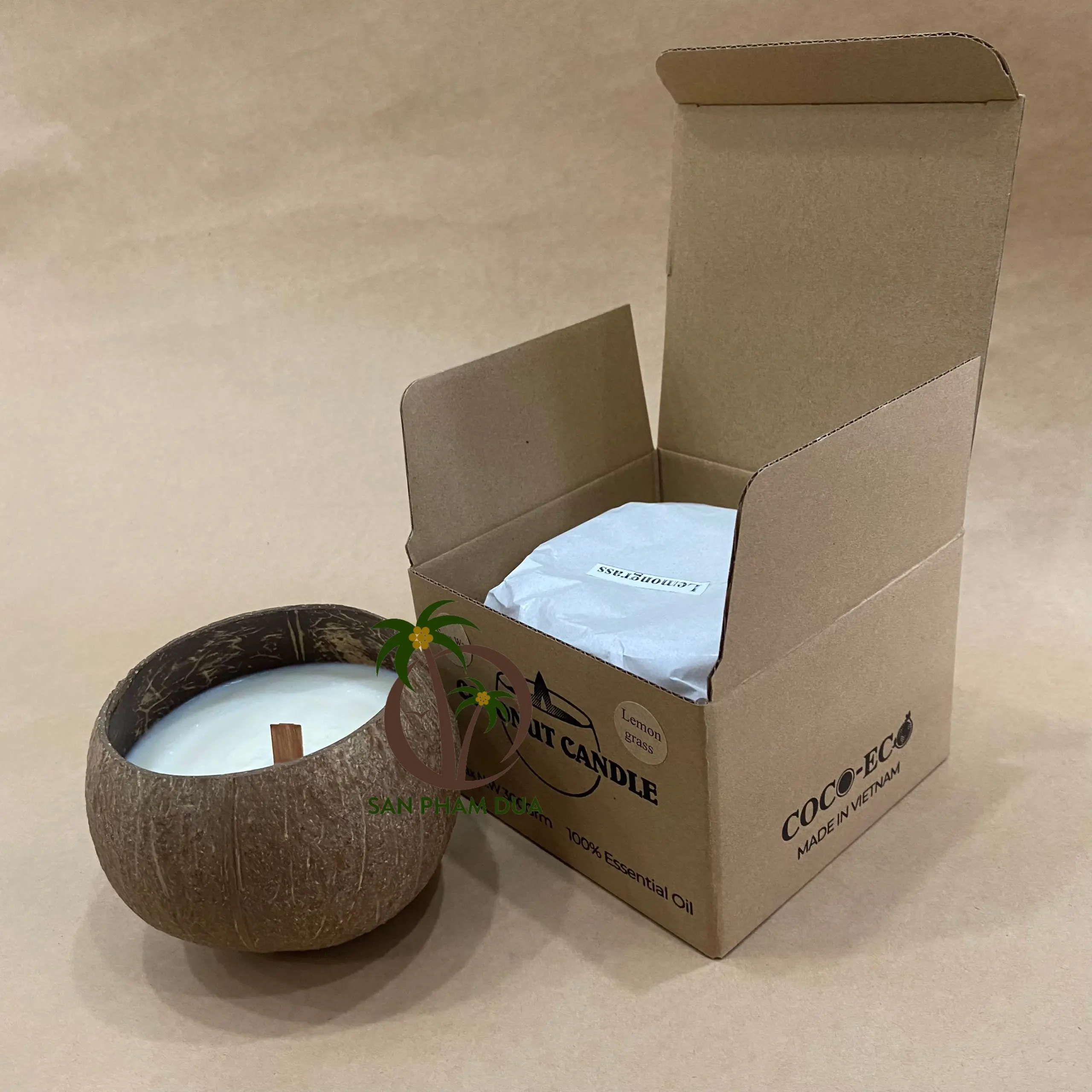 Mosquito Repellent Candle - Handmade Soy  Coconut Wax in Coconut Shell
