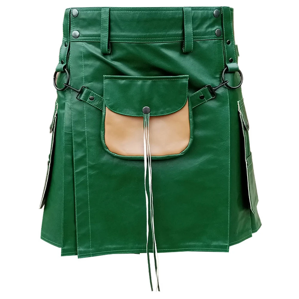 Мужской черный кожаный материал килты с кожаными ремешками лучший дизайн большие размеры оптовая продажа индивидуальные кожаные