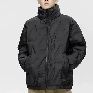 Men's Casual Winter Jacket Windproof Thickened Down Outdoor Puffer with Zipper Closure Custom Oversized Puff Printing