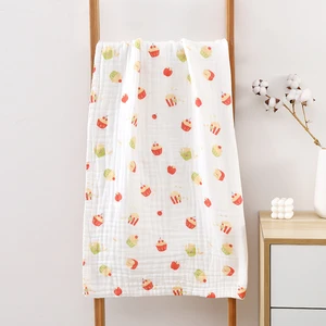 Muslin Baby Clothes Baby Item 6-Layer High-Density Combed Cotton Gauze Bath Towel Printed Cartoon Baby Blanket