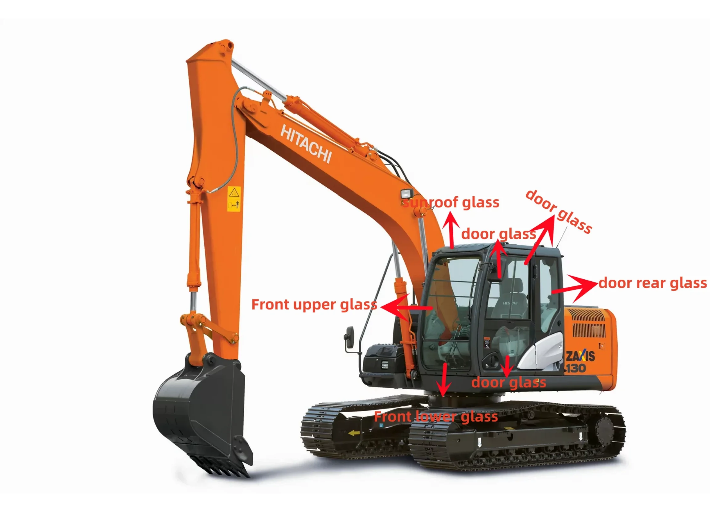 Excavator Tempered Glass ZX75US ZX130-5A ZX200-5A ZX210H-5A ZX330